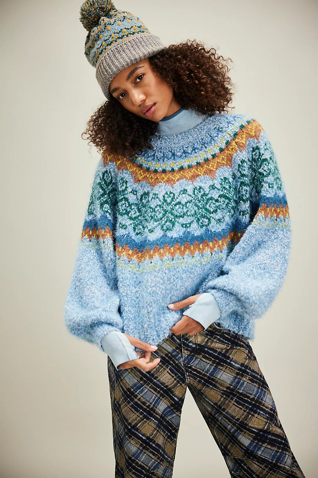 Free People Frost Sweater in Ice Blue