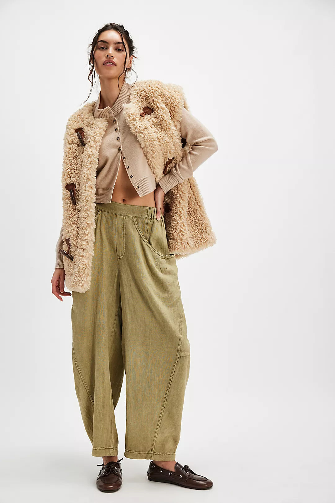 Free People High Road Linen Barrel Pants