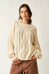 Free People Frankie Cable Ivory Sweater