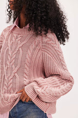 Free People Misty Rose Cable Sweater