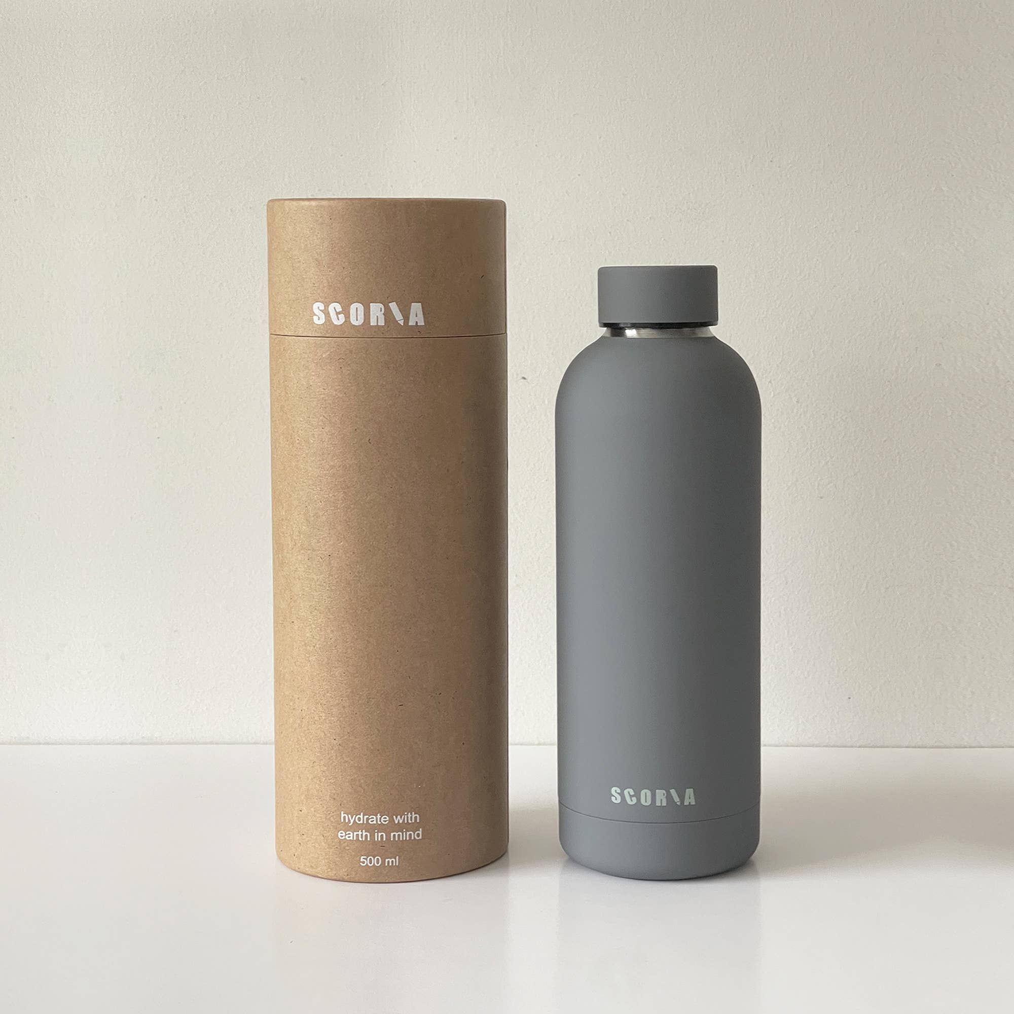 Grey Insulated Water Bottle by Scoria (500 ml)