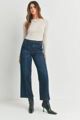 Dark Seamed Utility Straight Jeans